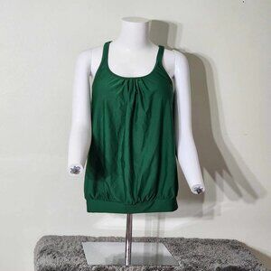 Younique tankini top green cross back padded small